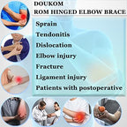 Hinged Post Op Elbow Brace, Adjustable Range of Motion Support Stabilizer for Dislocated Arm, Post Tendon Injury & Surgery Pain Relief Recovery, Right