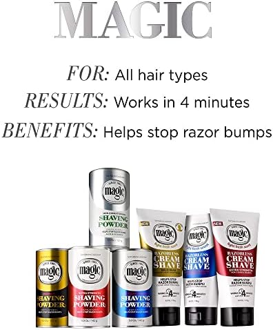 SoftSheen-Carson Magic Razorless Shaving for Men, Hair Removal Shave Powder, Helps Stop Razor Bumps Ingrown Hair, Condition, 6 Pack Conditioning 27 oz