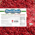 Hazer Baba Turkish Delight Candy, Pomegranate & Zereshk Flavored, 16oz (Pack of 1), Gourmet Snack Box, Traditional, Vegan Snack, Turkish Lokum, Sweets, Loukumi, Delicias Turcas, Halal, Kosher