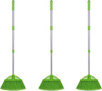 Three-Section Telescopic Aluminum Alloy Rod Long-Handled Broom for Housekeeping Garden Camping Outdoor&Indoor, 3 CPS Green