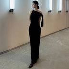 Sexy Solid Color O-Neck Sleeveless Slim Fit Long Dress Summer Evening Party Clubwear for Women