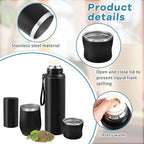 Suclain 3 Pcs Complete Yerba Mate Kit 12 oz Yerba Mate Gourd and Bombilla Set, 34 oz Stainless Steel Thermal Water Bottle with Tea Can, Straw Brush(Black)