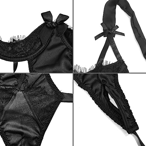 Sexy Strappy Bodysuit Women Lace Underwired One Piece Babydoll Teddy Nightwear Lingerie Hollow High Cut Leotard Sleepwear Top