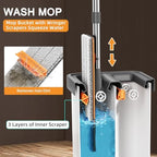 JUDRDO Mop and Bucket with Wringer Set for Home,61" Flat Mop and Bucket System for Floor Cleaning,Wet Dry Mop Window Wall Cleaner with Long Handle,Floor Mop with 4 Washable Microfiber Pads