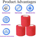 3 Pack 2 Inches Self Adhesive Bandage Wrap Vet Wrap for Pets, Stretch Self Adherent Tape Cohesive Wrap for Athletic, Sports, Wrist and Ankle(Red)