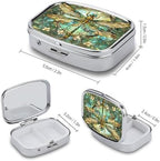 Metal 2 Compartment Pill Organizer Travel Friendly Portable Compact Pill Box Cute Pill Case to Hold Vitamins,Fish Oil,Supplements,Meds,Tablet for Purse,Pocket. (Dragonfly)