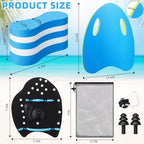 1 Set Swimming Pool Training Kit Swim Paddles Pull Buoy and A-Type Kickboard with Nose Clip Ear Plugs for Pool Training Aids for Swimmers & Beginners Stroke Technique