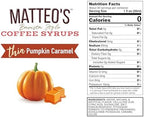 Matteo's Pumpkin Caramel Syrup for Coffee, Lattes, Cappuccinos & Desserts – Sugar-Free Sweetener for Beverages, Keto Friendly, Zero Calories, Indulgent Flavor, Non-Alcoholic, 33.8oz (1pk)