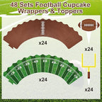 Nuenen 96 Pcs Football Cupcake Toppers and Wrappers Set Football Theme Cupcakes Decorations Sports Game Day Themed Cake Holders and Picks for Birthday Sport Party Decorations Supplies (Classic)