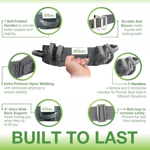 Gait Belts for Seniors with 7 Handles- Transfer Gate Belts Medical for Elderly and Disabled - Easy to Use Quick Release Gait Belt with Handles for Seniors Physical Therapy -Elderly Assistance Products