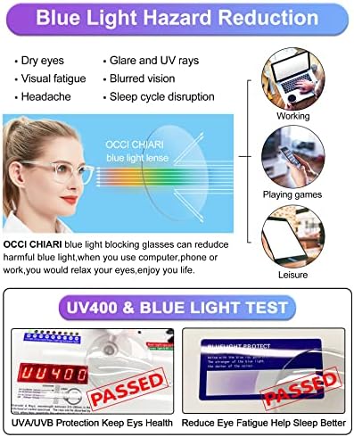 OCCI CHIARI ABL5017 C6 275 Women's Blue Light Blocking Glasses High Power 3.0x, 1.0 1.25 1.5 1.75 2.0 2.25 2.5 2.75 3.0 3.5 4.0 5.0 6.0