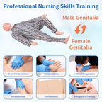 Nursing Training Mannequin, Medical Mannequin for Training Patient Care Manikin CPR Human Manikins 25 Items Nurse Skills with 3 Muscle Module & Patient Gown & Urinary for Teaching Pratice