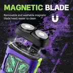 VGR 344 Mini Electric Shaver - USB Rechargeable Dual-Ring Rotary Razor, Portable IPX6 Wet/Dry Waterproof Face Shavers for Men, 8000 RPM Travel Electric Razor with Magnetic Cutter, Purple