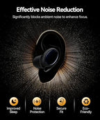 45dB Ear Plugs for Sleeping Noise Cancelling Ear Plugs for Noise Reduction & Snoring, Concerts, Earplugs for Sleep,Sider Sleepers Airplane, Silicone Earplugs Reusable Concert Ear Plug Case Black