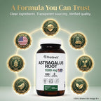 PRISTINE'S Astragalus Root Supplement Capsules - 1000mg 90 Day Supply- Immune Support Supplement Capsules - Herbal Adaptogen - Healthy Aging, Heart & Lung Health