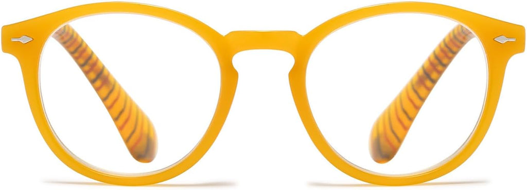 Retro Round Reading Glasses Men Women Blue Light Blocking Lightweight Computer Readers with Spring Hinges