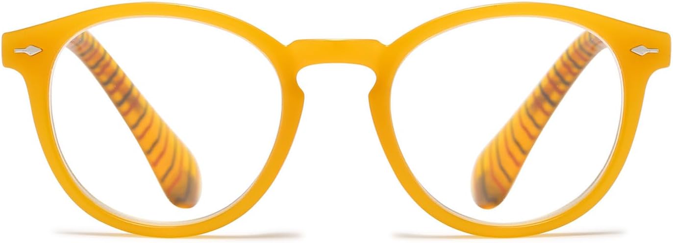 Retro Round Reading Glasses Men Women Blue Light Blocking Lightweight Computer Readers with Spring Hinges