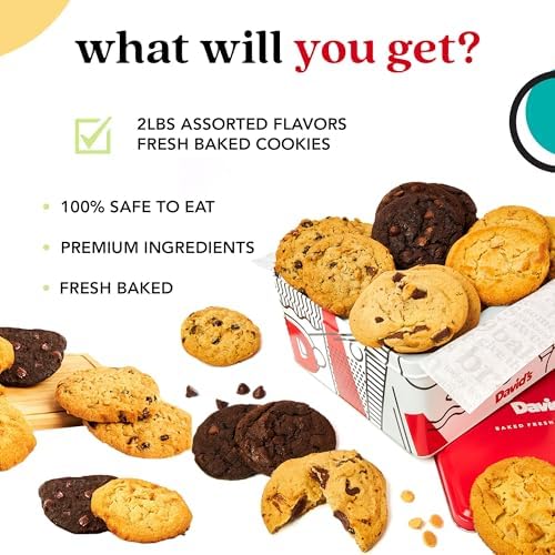 David's Cookies 2lbs Assorted Flavors Fresh Baked Cookies - Handmade and Gourmet Cookies - Delectable and Made with Premium Ingredients - Cookie Gift Basket - Great Gift For All Occasions