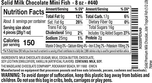 Madelaine Milk Chocolate Mini Fish Candy – Spring Easter Chocolates, Individually Wrapped Tropical Fish, Smooth & Creamy – 8 oz Bag
