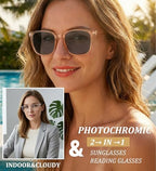 Reading Glasses for Women Men 3 Pack Blue Light Blocking Photochromic Lens Readers UV Ray Filter Sun Readers