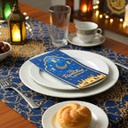 Eid Mubarak Napkins, 100 Pcs Eid Mubarak Ramadan Paper Napkins Disposable, 2-Ply Blue Gold Star Moon Absorbent Paper Hand Towels for Bathroom Home Kitchen Mardi Gras Party Decorations Supplies
