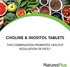 NaturesPlus Choline & Inositol - 500 mg, 60 Vegetarian Tablets - Nervous System Support & Healthy Liver Function - Gluten-Free - 60 Servings