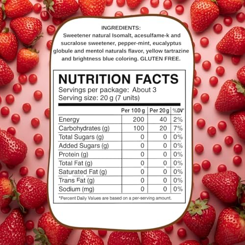 Strawberry Diet Candy 1.7oz – Sugar Free Hard Candy Heart Shaped - Individually Wrapped, Zero Sugar Snacks, Healthy Mini Candy for Diabetic Diets