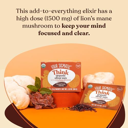 Four Sigmatic Lion's Mane Focus Elixir Mushroom Coffee Alternative | Organic Lion's Mane Mushroom Powder, Rhodiola & Rose Hips | Immune & Memory Support | Paleo | Pack of 20