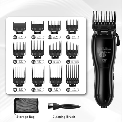 12 Pack Replacement for Wahl Clipper Guards Set, Guide Comb Attachment Compatible with Wahl Clipper Guard, 1/16" to 1" with Taper Guards, Black