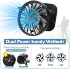 Mosquito Net Hat with 2 Solar Fan Wide Brim Sun Hat with Neck Flap Breathable UPF 50+ for Camping Hiking Fishing