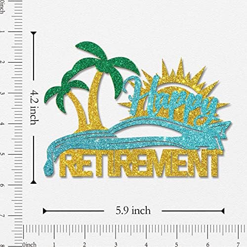 WeBenison Happy Retirement Cake Topper/Enjoy Retirement Party/Going Away Farewell Party Decorations Gold Glitter