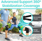Vive Hinged Knee Brace (2 Pack) - Relieves ACL, MCL, Meniscus Tear - Lightweight, Comfortable, Breathable Open Patella Wrap with Side Stabilizers - for Women & Men - Adjustable Strap for Tendonitis (Black)