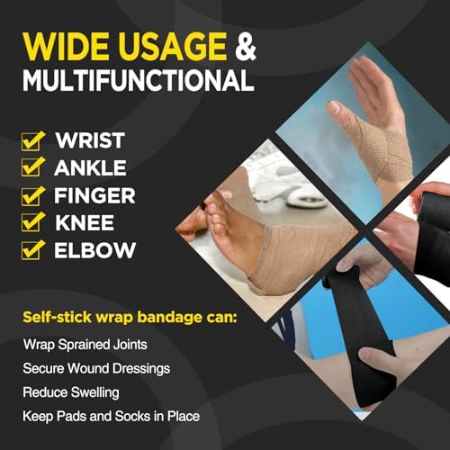 OK TAPE 12 Rolls Self Adhesive Bandage Wrap, Elastic Athletic Tape, Self Stick Bandage Tape, Vet Wrap, Medical Wrap for Wrist, Feet, 2" x 5 Yards - Brown
