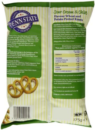 Penn State Sour Cream and Chive Flavour Pretzels 175 G (Pack of 12)