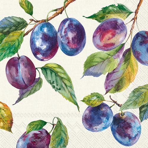 IHR Ideal Home Range Party Napkins Disposable 3-Ply Paper Lunch Napkin Pack, 6.5" x 6.5", Home Grown Plums, 20-Count