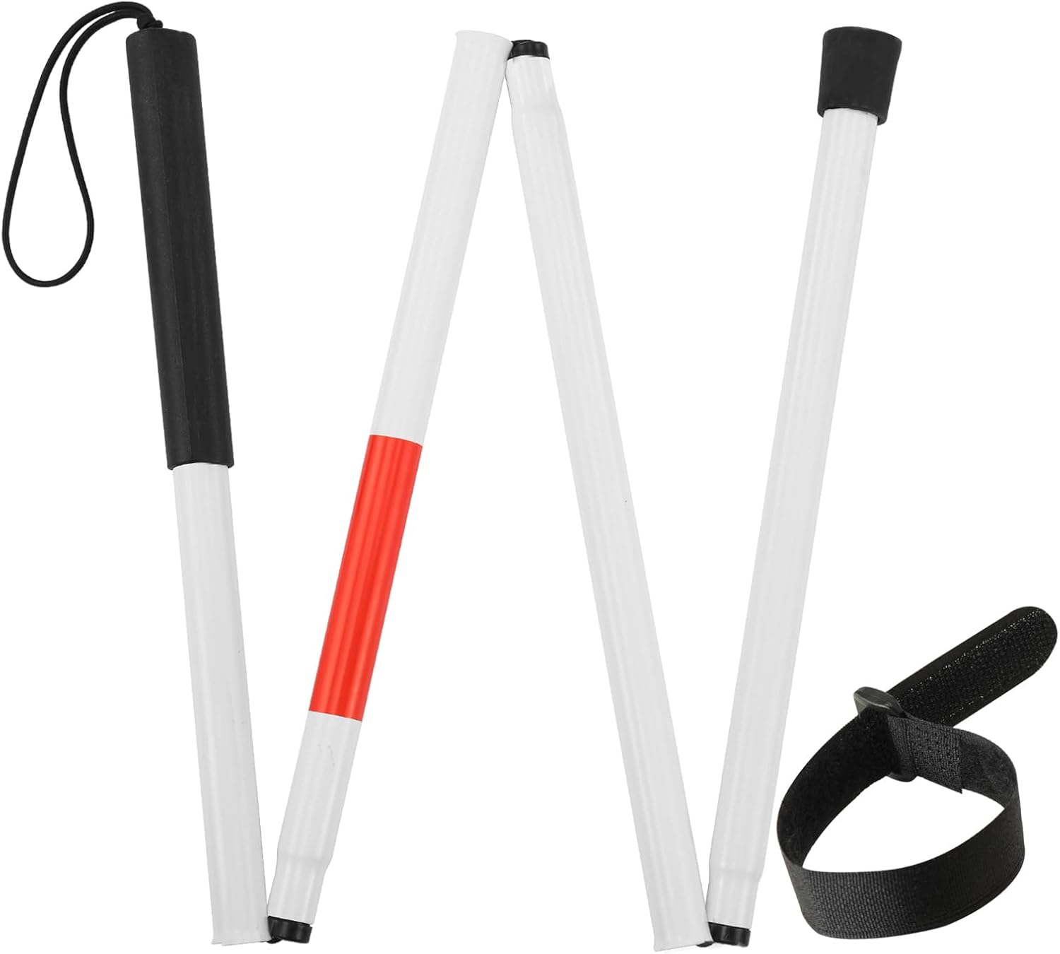 Folding Blind Cane Reflective Red Folding Walking Stick for Vision Impaired and Blind People, Lightweight, Non-Slip (52inch)