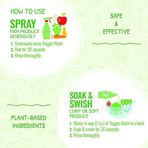 Veggie Wash Fruit & Vegetable Wash, Produce Wash and Cleaner, 16-Fluid Ounce, Pack of 2, Packaging May Vary