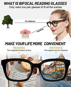 OCCI CHIARI Bifocal Reading Glasses 1.50 Womens Trendy Blue Light Blocking Oversized Readers 1.0 1.5 2.0 2.5 3.0 3.5（Black,1.50）