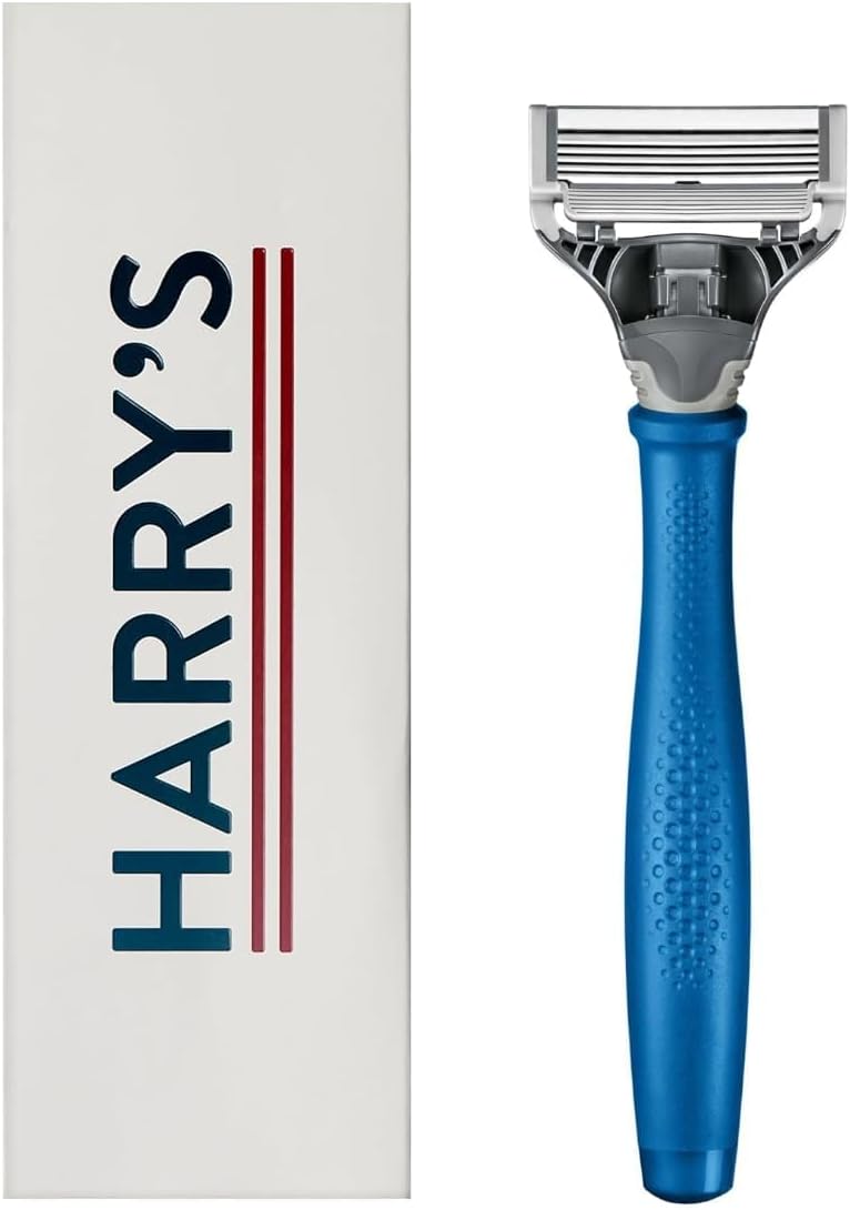 Harry's Original Razor for Men - Razor Handle and Blade Cartridge- German Engineered Blades- Indigo Blue