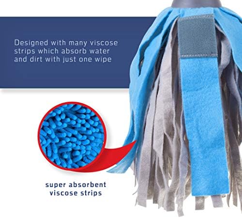 Premium Viscose Wet Mop for Hardwood, Laminate, Tile Flooring with Stainless Steel Handle Extendable up to 56 Inches