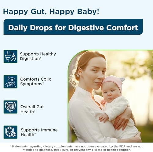 Wellements Organic Baby Probiotic Drops (0.25 Fl Oz) - Digestive & Immune Support for Infants - Toddler Probiotic Helps with Newborn+ Gut Health, Gas, Constipation & Colic Support - Preservative Free
