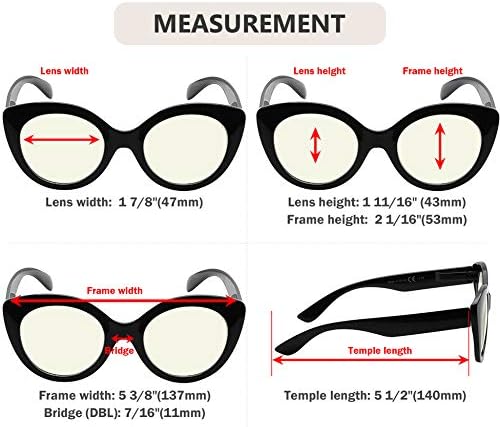 Eyekepper 4-Pack Fashion Reading Glasses Blue Light Blocking Oversized Computer Glasses Readers Women +1.75