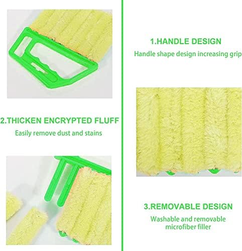 2 Pcs Washable Window Blind Cleaner - Hand-Held Mini Duster Brush for Wood Blinds, Venetian Shades & Air Conditioner Duster