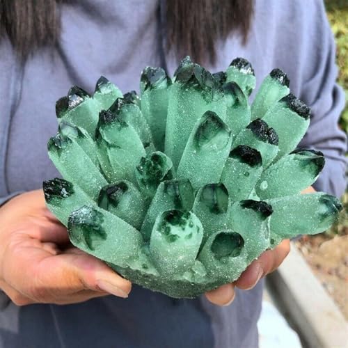 Stone Green Phantom Quartz Crystal Cluster Potted Decorative Ornaments(600-700g)