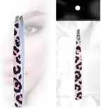 Pink Cheetah Print Precision Tweezers – Professional Slant Tip for Eyebrows & Facial Hair Removal | Stainless Steel, Ultra-Precise Grip | Travel-Friendly Beauty Tool