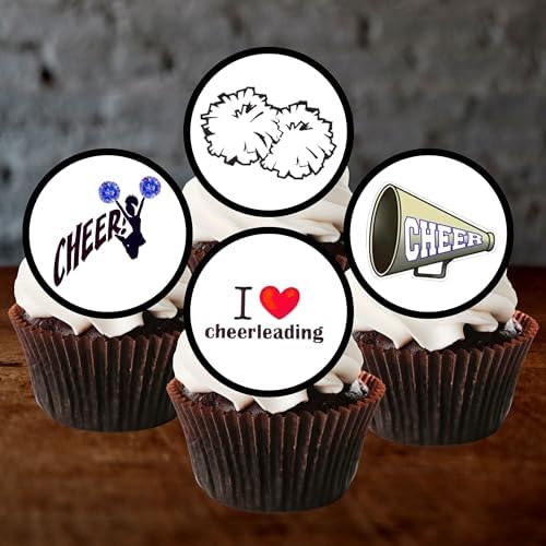Cheerleader Edible Cupcake Toppers – Cheerleading-Themed Decorations for Squad Parties & Sports Events UNCUT (48 x 3cm/1.18 Inch Discs)