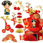 16Pcs Chinese Queen Cake Decoration Traditional Chinese Birthday Cake Decoration for Wedding Birthday Bridal Shower Baby Shower Asian Cake Topper