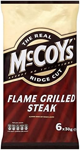 McCoy's Ridge Cut Crisps - Flame Grilled Steak (6x30g) - Pack of 2