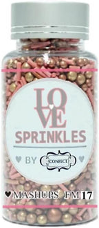 ConfectPink and Gold Edible Sprinkle Mix, Metallic Cake Decorations, Cupcake Toppers, Baking Toppings for Birthday, Wedding, Party Cakes | Vegan, Gluten-Free, Nut-Free, Soy-Free, Dairy-Free, Palm Oil-Free- 4.2 Oz