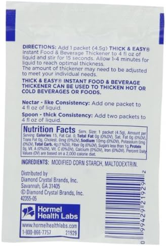 Hormel Thick & Easy Instant Food Thickener, Nectar Consistency, 0.16 Ounce (Pack of 100)